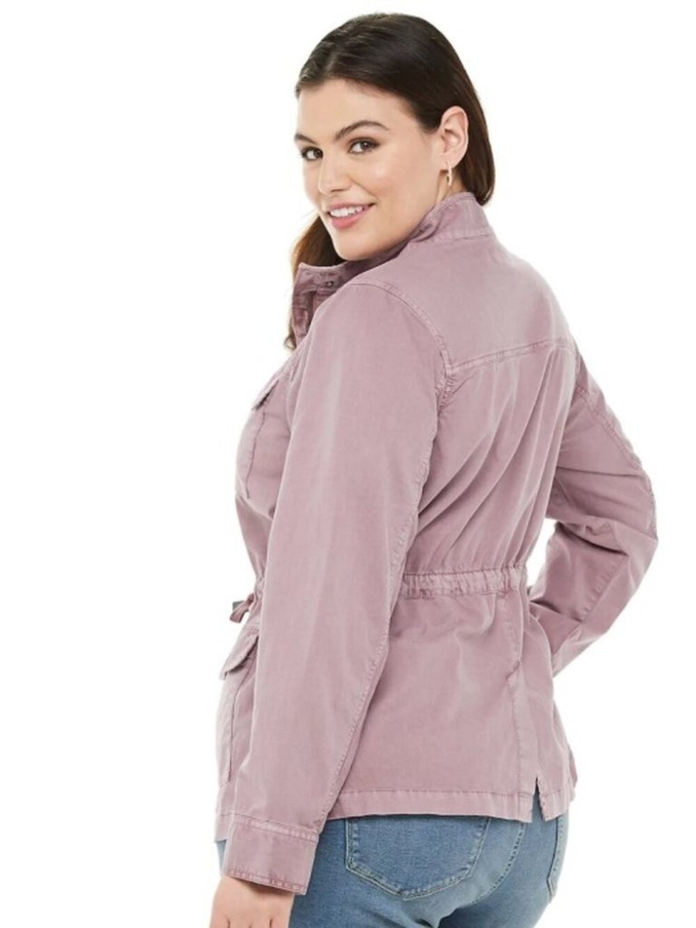 EVRI Plus Size Mauve Pink Anorak Utility Jacket